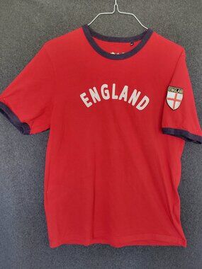 Superdry Ringspun Football England T-Shirt Red Graphic Men's XL Matchday Varsity